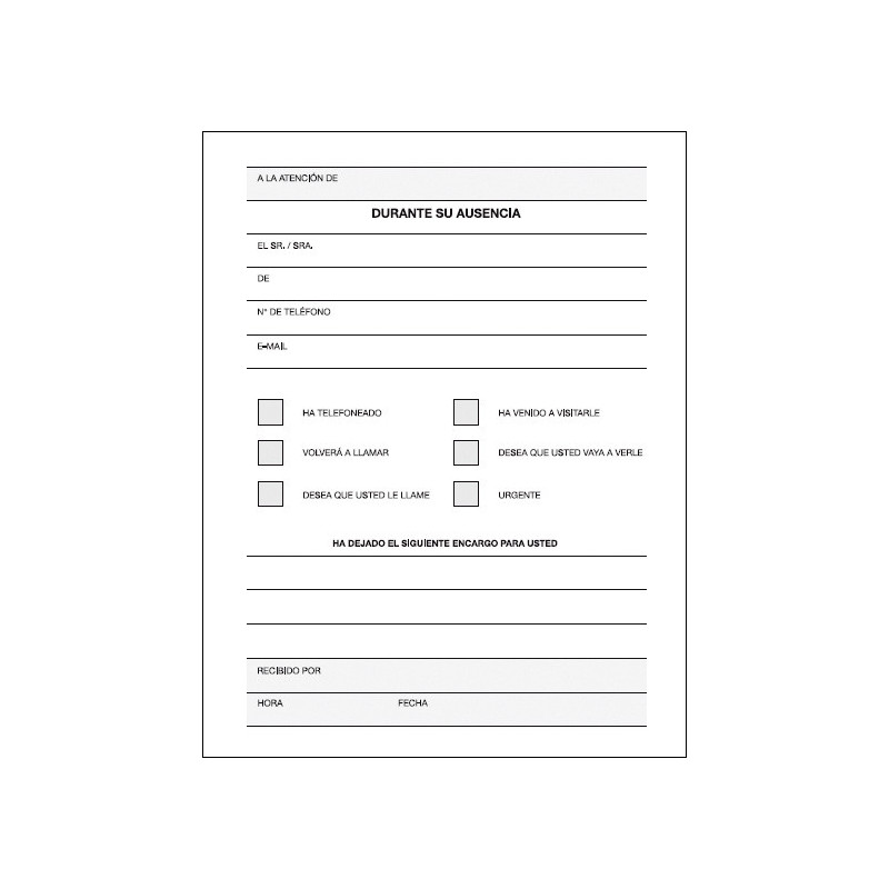 TALONARIO LLAMADAS TELEF 100 H